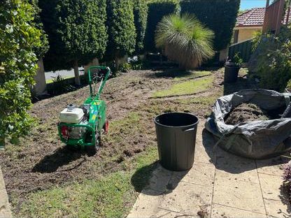 Lawn area prepared for new turf